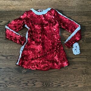 Glittering Red Sequin Kids Dance Costume